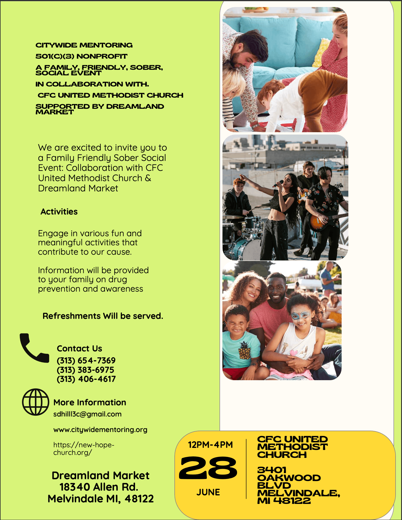 Family Friendly Sober Social Event