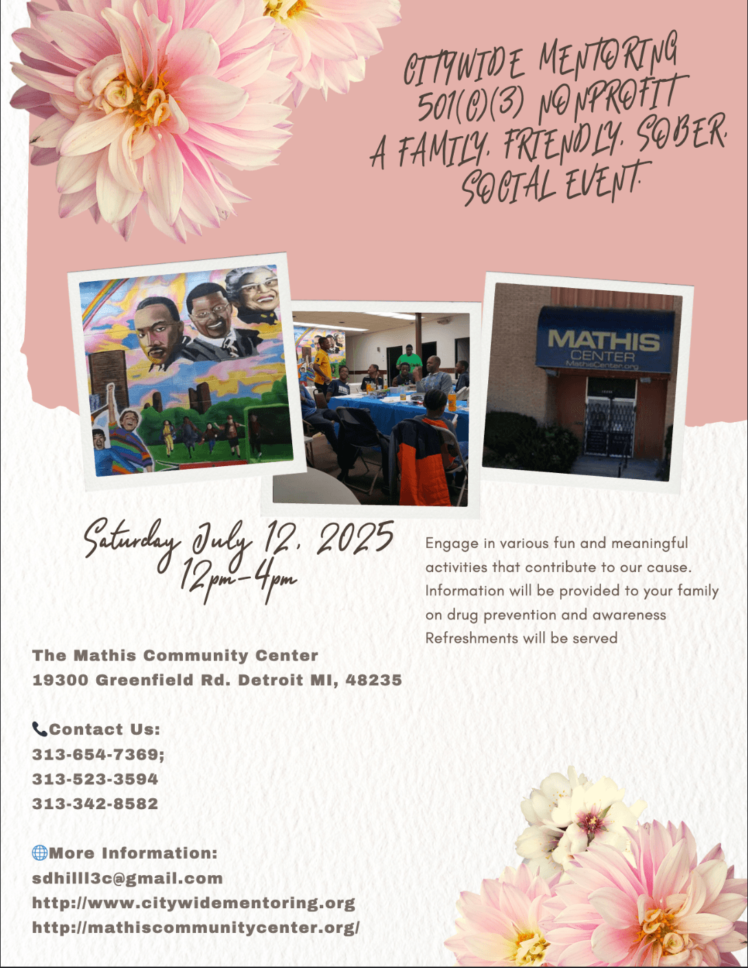 CityWide Mentoring Family Friendly Sober Social Event